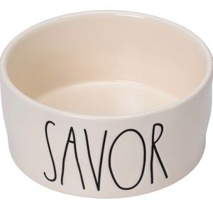 Rae Dunn "Savor" Dog Food Dish Bowl